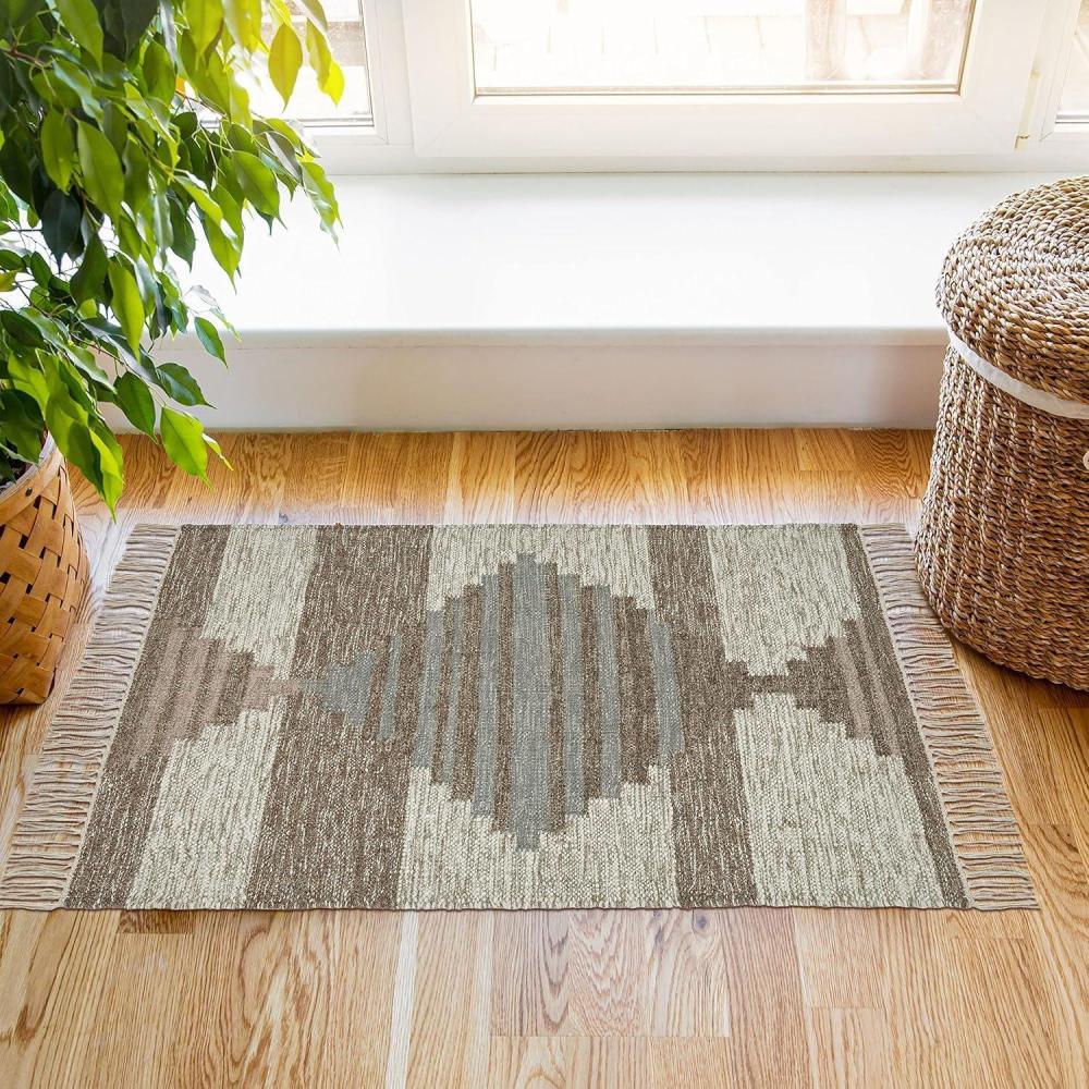 imageSuperior Handmade Wool Indoor Area Rug HandTufted Wool Rugs for Kitchen Floors Office Floor Modern Bohemian Rugs Cotton Fringe Border Sayah Collection 2 x 3 Grey