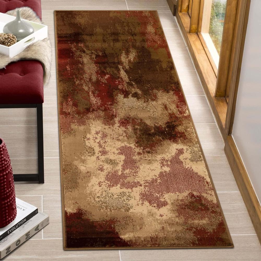 imageSuperior Indoor Large Area Rug Modern Abstract Throw Decor for Bedroom Living Room KitchenDining Dorm Office Entryway Hardwood Floor Jute Backing Pixie Collection 7 x 9 MaroonMaroon