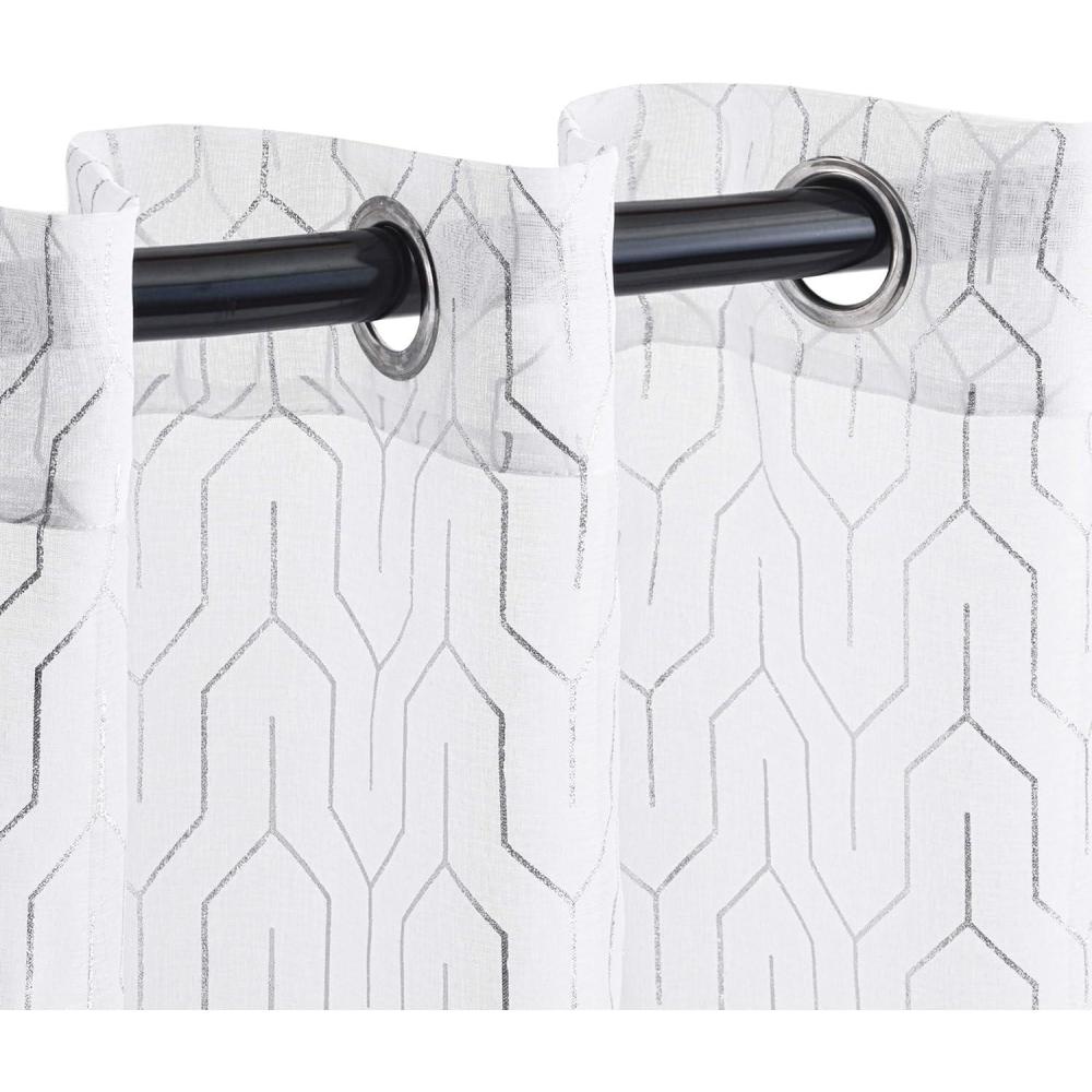 imageSuperior Sheer Curtains Curtains Perfect for Natural Light Trellis Window Accents Modern Contemporary Decor Cormac Collection Set of 2 Panels 8 Grommets 52quot x 84quot IvoryWhite