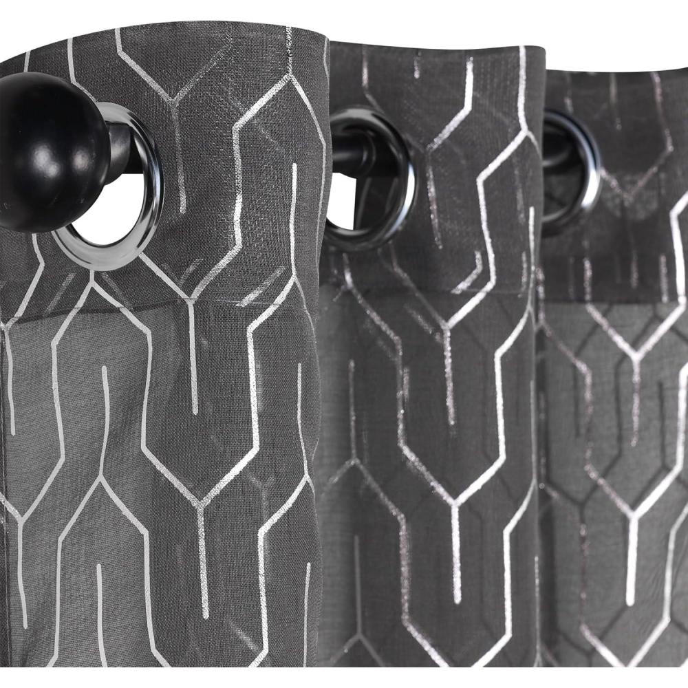 imageSuperior Sheer Curtains Curtains Perfect for Natural Light Trellis Window Accents Modern Contemporary Decor Cormac Collection Set of 2 Panels 8 Grommets 52quot x 84quot IvoryGrey