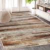 SUPERIOR Indoor Large Area Rug, Modern Striped Floor Throw Decor for Bedroom, Kitchen, Office, Dining/Living Room, Dorm, Entryway, Jute Backed, Radko Collection, 8′ x 10′, Rust-Cream(Rust-cream)