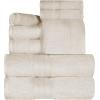 Superior 700 GSM Long Staple 100% Combed Cotton, Durable, Plush and Absorbent 6-Piece Single Ply Towel Set – Rivulet(Almond)