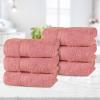 Superior 700 GSM Long Staple 100% Combed Cotton, Durable, Plush and Absorbent 6-Piece Single Ply Towel Set – Rivulet(Blush)
