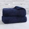 Superior Egyptian Cotton 4-Piece Bath Towel Set for Shower, Bath, Spa, Resort, Hotel, Soft Body Towels, Airbnb Essentials, Apartment, Dorm, Quick Dry, Absorbent, Bathroom Basics, Peach(Navy Blue)