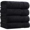 Superior Egyptian Cotton 4-Piece Bath Towel Set for Shower, Bath, Spa, Resort, Hotel, Soft Body Towels, Airbnb Essentials, Apartment, Dorm, Quick Dry, Absorbent, Bathroom Basics, Peach(Black)