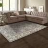 Superior Hallerton Traditional Floral Indoor Area Rug for Living Room, Bedroom, Office, Kitchen, Dining Room Rugs, Jute Backing, Lille Collection, 2′ 7″ x 8′, Brown(Grey)