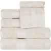 Superior 700 GSM Long Staple 100% Combed Cotton, Durable, Plush and Absorbent 6-Piece Single Ply Towel Set – Rivulet(Almond)