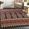 Superior Indoor Area Rug, Jute Backing, Modern Plush Rugs for Entryway, Living Room, Kitchen Floors, Bedroom, Hallway, Office Floor Cover, Floral Medallion Rugs, Adena Collection, 8′ x 10′, Black(Black – Z)