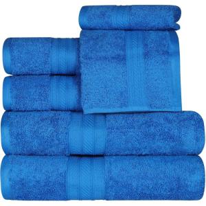 Superior 700 GSM Long Staple 100% Combed Cotton, Durable, Plush and Absorbent 6-Piece Single Ply Towel Set – Rivulet(Allure)