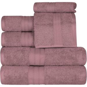 Superior 700 GSM Long Staple 100% Combed Cotton, Durable, Plush and Absorbent 6-Piece Single Ply Towel Set – Rivulet(Grape Shake)