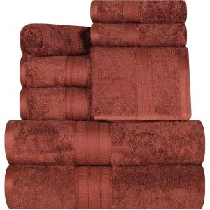 Superior 700 GSM Long Staple 100% Combed Cotton, Durable, Plush and Absorbent 6-Piece Single Ply Towel Set – Rivulet(Hot Chocolate)