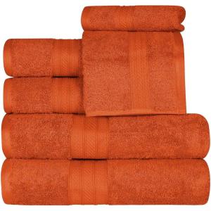 Superior 700 GSM Long Staple 100% Combed Cotton, Durable, Plush and Absorbent 6-Piece Single Ply Towel Set – Rivulet(Sandstone)