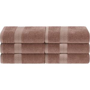 Superior Rayon from Bamboo Cotton Blend Hand Towel Set, Ideal for Bathroom, Guest Bath, Gym, Spa, Bathroom, Kitchen Decor, Home Essentials, Includes; 6 Hand Towels, 16” x 30″, Sand