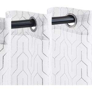 Superior Sheer Curtains, Curtains Perfect for Natural Light, Trellis Window Accents, Modern Contemporary Decor, Cormac Collection, Set of 2 Panels, 8 Grommets, 52″ x 84″, Ivory(White)