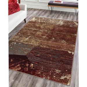 Superior Indoor Area Rug, Jute Backing, Plush Modern Rugs for Family, Kitchen Floors, Office Floor Cover, Abstract Artistic Rugs, Mabel Collection, 8′ x 10′, Brown