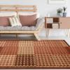 Superior Indoor Area Rug, Jute Backing, Modern Farmhouse Checkered Houndstooth, Ideal for Entry, Living Room, Kitchen, Bedroom, Hallway, Floor Cover, Natte Collection, 7′ x 9′, Red
