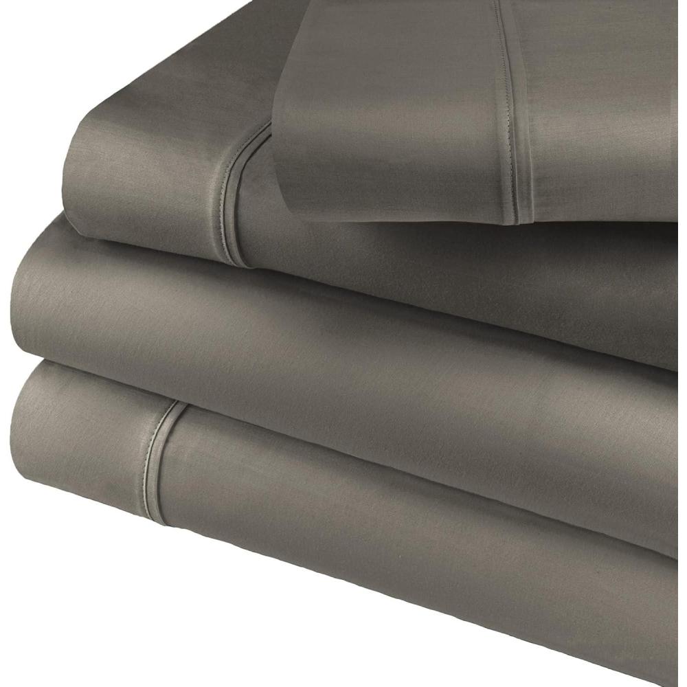 imageCotton Blend Deep Pocket Soft Wrinkle Resistant 4Piece Olympic Queen Bed Sheet Set Solid WhiteGray