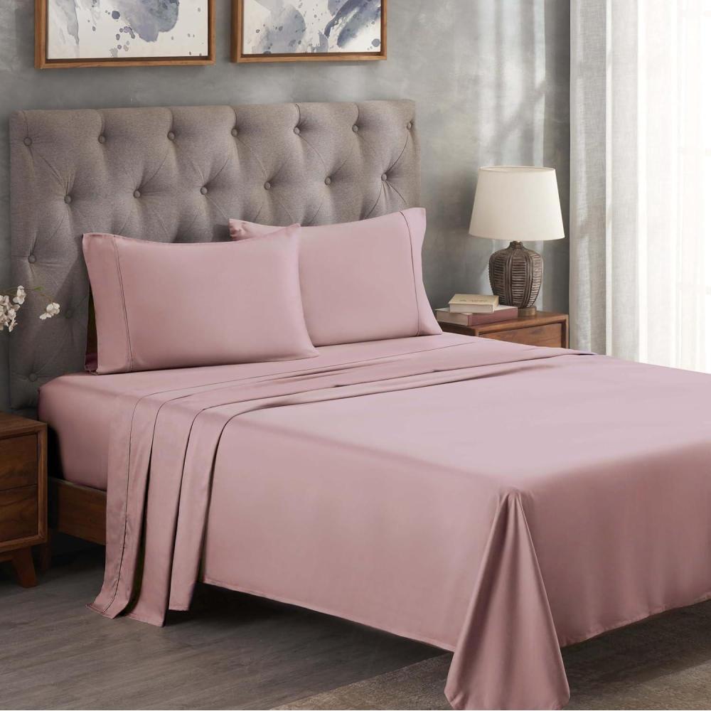 imageSuperior 300 Thread Count Egyptian Cotton Sheet Set Elastic Fitted Sheet Flat Sheet 1 Pillowcase Twin WhiteLavender  Z