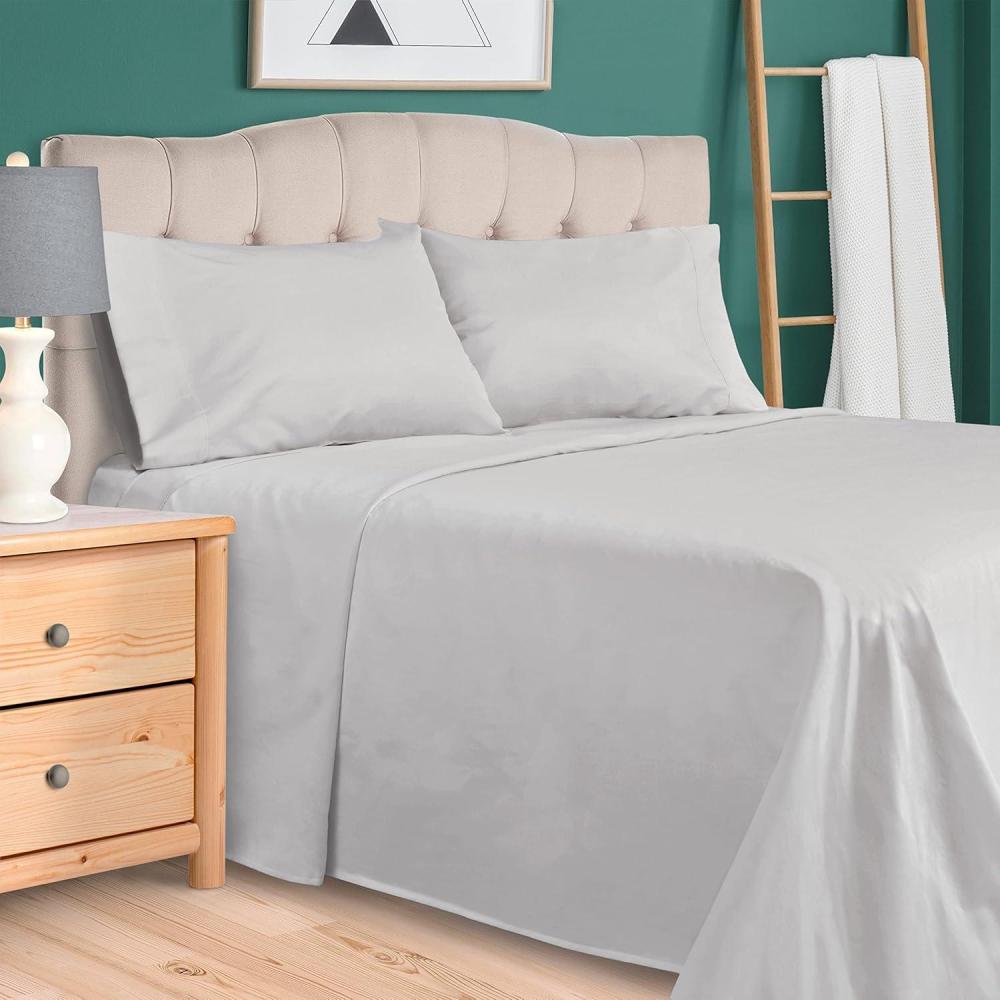 imageSuperior 300 Thread Count Egyptian Cotton Sheet Set Elastic Fitted Sheet Flat Sheet 1 Pillowcase Twin WhiteLight Grey