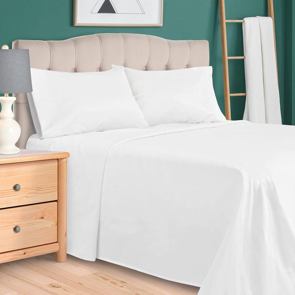imageSuperior 300 Thread Count Egyptian Cotton Sheet Set Elastic Fitted Sheet Flat Sheet 1 Pillowcase Twin WhiteWhite