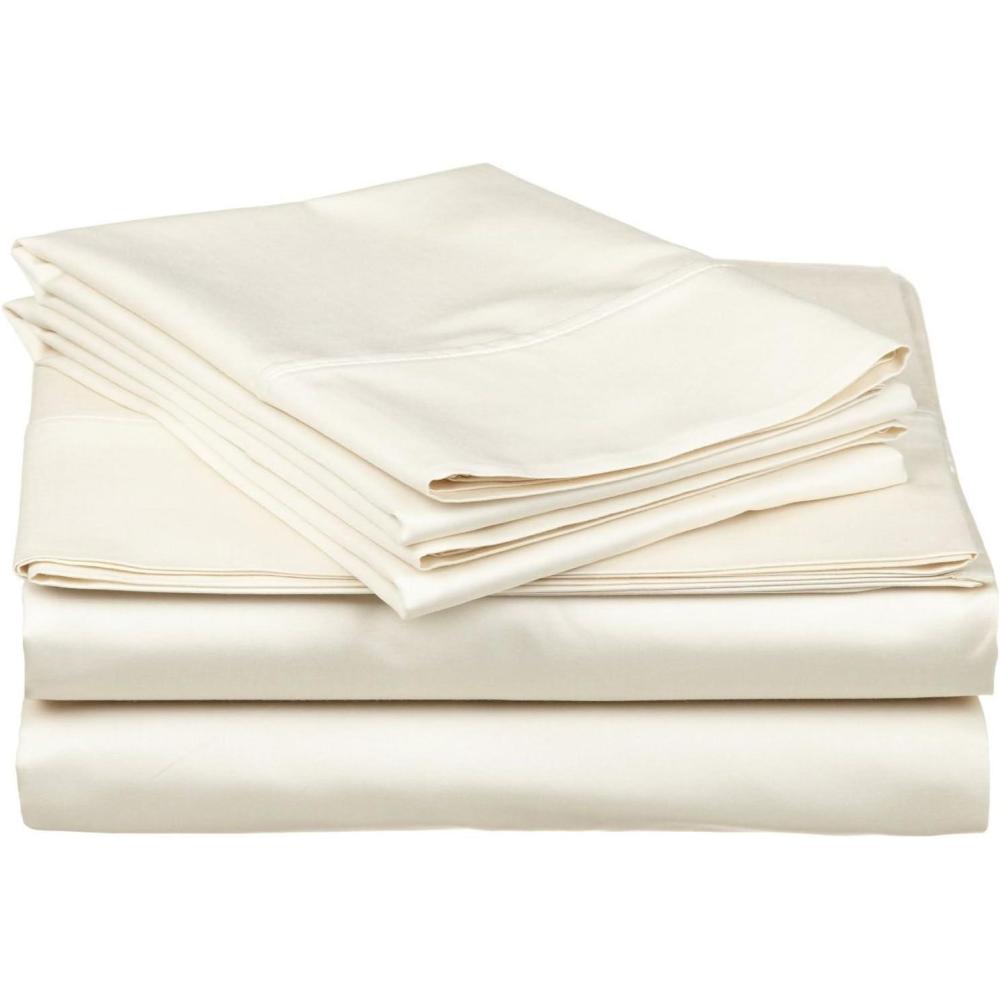 imageSuperior Combed Cotton 300 Thread Count DeepFitting Pocket Soft ampamp Smooth 4Piece King Sheet Set Solid PumpkinIvory