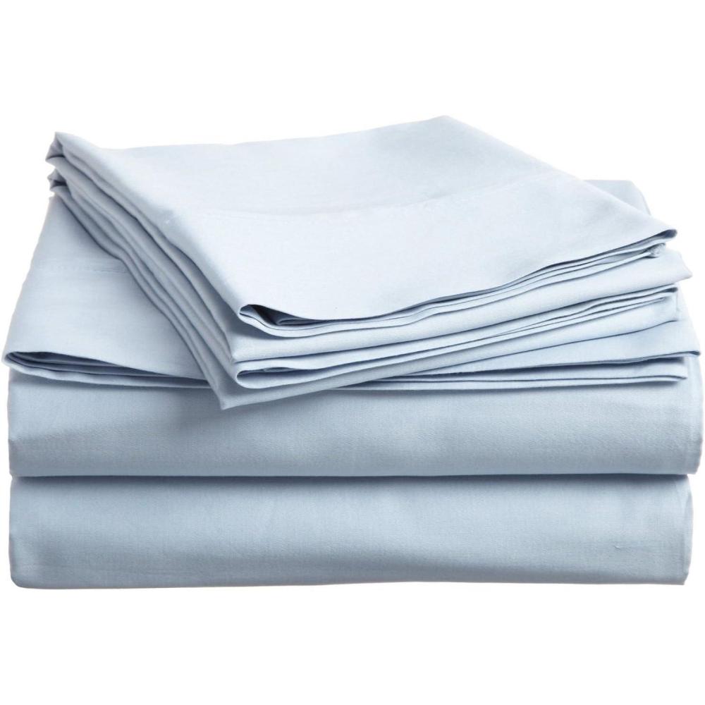 imageSuperior Combed Cotton 300 Thread Count DeepFitting Pocket Soft ampamp Smooth 4Piece King Sheet Set Solid PumpkinLight Blue