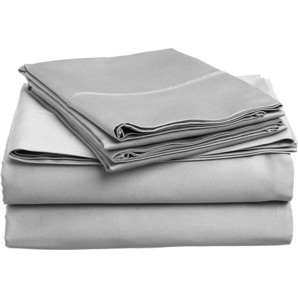 imageSuperior Combed Cotton 300 Thread Count DeepFitting Pocket Soft ampamp Smooth 4Piece King Sheet Set Solid PumpkinLight Grey