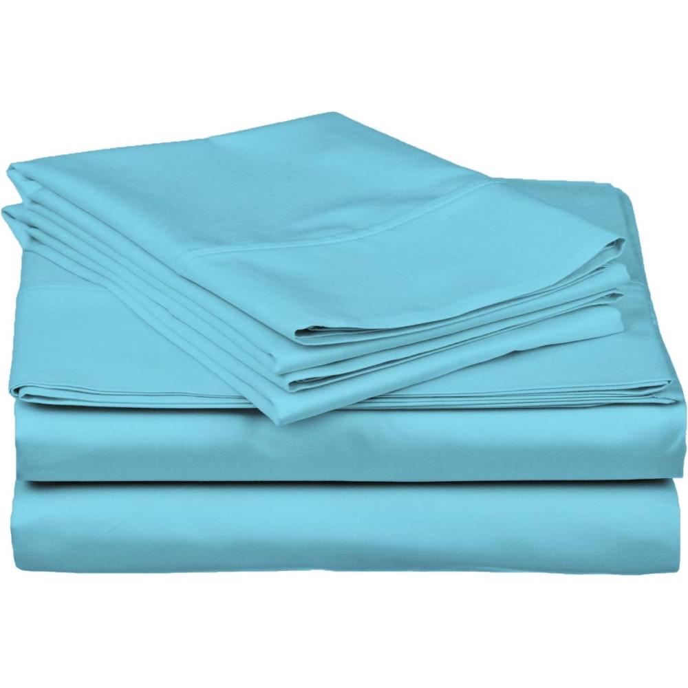 imageSuperior Combed Cotton 300 Thread Count DeepFitting Pocket Soft ampamp Smooth 4Piece King Sheet Set Solid PumpkinTeal