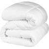 Superior Brushed Microfiber 1 cm Striped Comforter, Down Alternative Bedding, Reversible, Medium Weight, Fluffy, Decorative, Plush Duvet Insert, Oversized Blanket, Box Quilt Design, King, White
