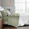 Superior Egyptian Cotton 5 Piece Sheet Set, 650 Thread Count, Modern Design, Sustainable Sheets, Ultra-Soft Basics, Solid, Deep Pocket Fitted Sheets, Flat Sheet, Pillowcases, Split King, White(Sage)