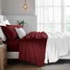 Superior Egyptian Cotton 5 Piece Sheet Set, 650 Thread Count, Modern Design, Sustainable Sheets, Ultra-Soft Basics, Solid, Deep Pocket Fitted Sheets, Flat Sheet, Pillowcases, Split King, White(Burgundy)