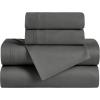 Superior Egyptian Cotton 5 Piece Sheet Set, 650 Thread Count, Modern Design, Sustainable Sheets, Ultra-Soft Basics, Solid, Deep Pocket Fitted Sheets, Flat Sheet, Pillowcases, Split King, White(Grey)