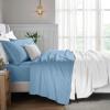 Superior Egyptian Cotton 5 Piece Sheet Set, 650 Thread Count, Modern Design, Sustainable Sheets, Ultra-Soft Basics, Solid, Deep Pocket Fitted Sheets, Flat Sheet, Pillowcases, Split King, White(Medium Blue)