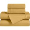 Superior Egyptian Cotton 5 Piece Sheet Set, 650 Thread Count, Modern Design, Sustainable Sheets, Ultra-Soft Basics, Solid, Deep Pocket Fitted Sheets, Flat Sheet, Pillowcases, Split King, White(Gold)