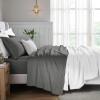 Superior Egyptian Cotton 5 Piece Sheet Set, 650 Thread Count, Modern Design, Sustainable Sheets, Ultra-Soft Basics, Solid, Deep Pocket Fitted Sheets, Flat Sheet, Pillowcases, Split King, White(Grey)