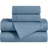 Superior Egyptian Cotton 5 Piece Sheet Set, 650 Thread Count, Modern Design, Sustainable Sheets, Ultra-Soft Basics, Solid, Deep Pocket Fitted Sheets, Flat Sheet, Pillowcases, Split King, White(Medium Blue)