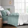 Superior Egyptian Cotton 5 Piece Sheet Set, 650 Thread Count, Modern Design, Sustainable Sheets, Ultra-Soft Basics, Solid, Deep Pocket Fitted Sheets, Flat Sheet, Pillowcases, Split King, White(Teal)