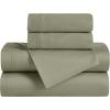 Superior Egyptian Cotton 5 Piece Sheet Set, 650 Thread Count, Modern Design, Sustainable Sheets, Ultra-Soft Basics, Solid, Deep Pocket Fitted Sheets, Flat Sheet, Pillowcases, Split King, White(Sage)