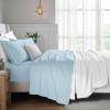 Superior Egyptian Cotton 5 Piece Sheet Set, 650 Thread Count, Modern Design, Sustainable Sheets, Ultra-Soft Basics, Solid, Deep Pocket Fitted Sheets, Flat Sheet, Pillowcases, Split King, White(Baby Blue)