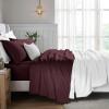 Superior Egyptian Cotton 5 Piece Sheet Set, 650 Thread Count, Modern Design, Sustainable Sheets, Ultra-Soft Basics, Solid, Deep Pocket Fitted Sheets, Flat Sheet, Pillowcases, Split King, White(Plum)