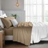 Superior Egyptian Cotton 5 Piece Sheet Set, 650 Thread Count, Modern Design, Sustainable Sheets, Ultra-Soft Basics, Solid, Deep Pocket Fitted Sheets, Flat Sheet, Pillowcases, Split King, White(Taupe)