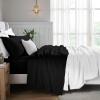 Superior Egyptian Cotton 5 Piece Sheet Set, 650 Thread Count, Modern Design, Sustainable Sheets, Ultra-Soft Basics, Solid, Deep Pocket Fitted Sheets, Flat Sheet, Pillowcases, Split King, White(Black)