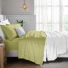 Superior Egyptian Cotton 5 Piece Sheet Set, 650 Thread Count, Modern Design, Sustainable Sheets, Ultra-Soft Basics, Solid, Deep Pocket Fitted Sheets, Flat Sheet, Pillowcases, Split King, White(Olive Green)