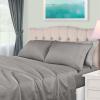 Superior Egyptian Cotton 5 Piece Sheet Set, 650 Thread Count, Modern Design, Sustainable Sheets, Ultra-Soft Basics, Solid, Deep Pocket Fitted Sheets, Flat Sheet, Pillowcases, Split King, White(Grey)