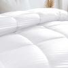 Superior Microfiber Basketweave Comforter, Down Alternative Bedding, Medium Weight, Fluffy, Decorative, Plush Duvet Insert, Oversized Blanket, Box Quilt Design, Monochrome, King, White