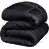 Superior Microfiber Basketweave Comforter, Down Alternative Bedding, Medium Weight, Fluffy, Decorative, Plush Duvet Insert, Oversized Blanket, Box Quilt Design, Monochrome, Full/Queen, Black