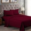Superior 300 Thread Count Egyptian Cotton Sheet Set, Elastic Fitted Sheet, Flat Sheet, 1 Pillowcase, Twin, White(Burgundy – Z)