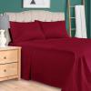 Superior 300 Thread Count Egyptian Cotton Sheet Set, Elastic Fitted Sheet, Flat Sheet, 1 Pillowcase, Twin, White(Burgundy)