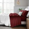 Superior Egyptian Cotton 5 Piece Sheet Set, 650 Thread Count, Modern Design, Sustainable Sheets, Ultra-Soft Basics, Solid, Deep Pocket Fitted Sheets, Flat Sheet, Pillowcases, Split King, White(Burgundy)