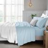Superior Egyptian Cotton 5 Piece Sheet Set, 650 Thread Count, Modern Design, Sustainable Sheets, Ultra-Soft Basics, Solid, Deep Pocket Fitted Sheets, Flat Sheet, Pillowcases, Split King, White(Baby Blue)